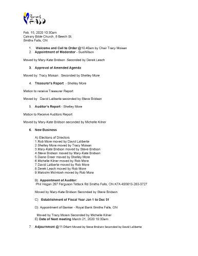 AGM Meeting Minutes - Feb 15, 2020